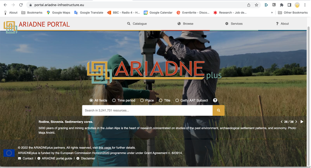 ARIADNE Catalogue Landing page