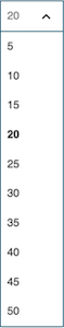 Drop down menu of values for how many results are displayed on the page