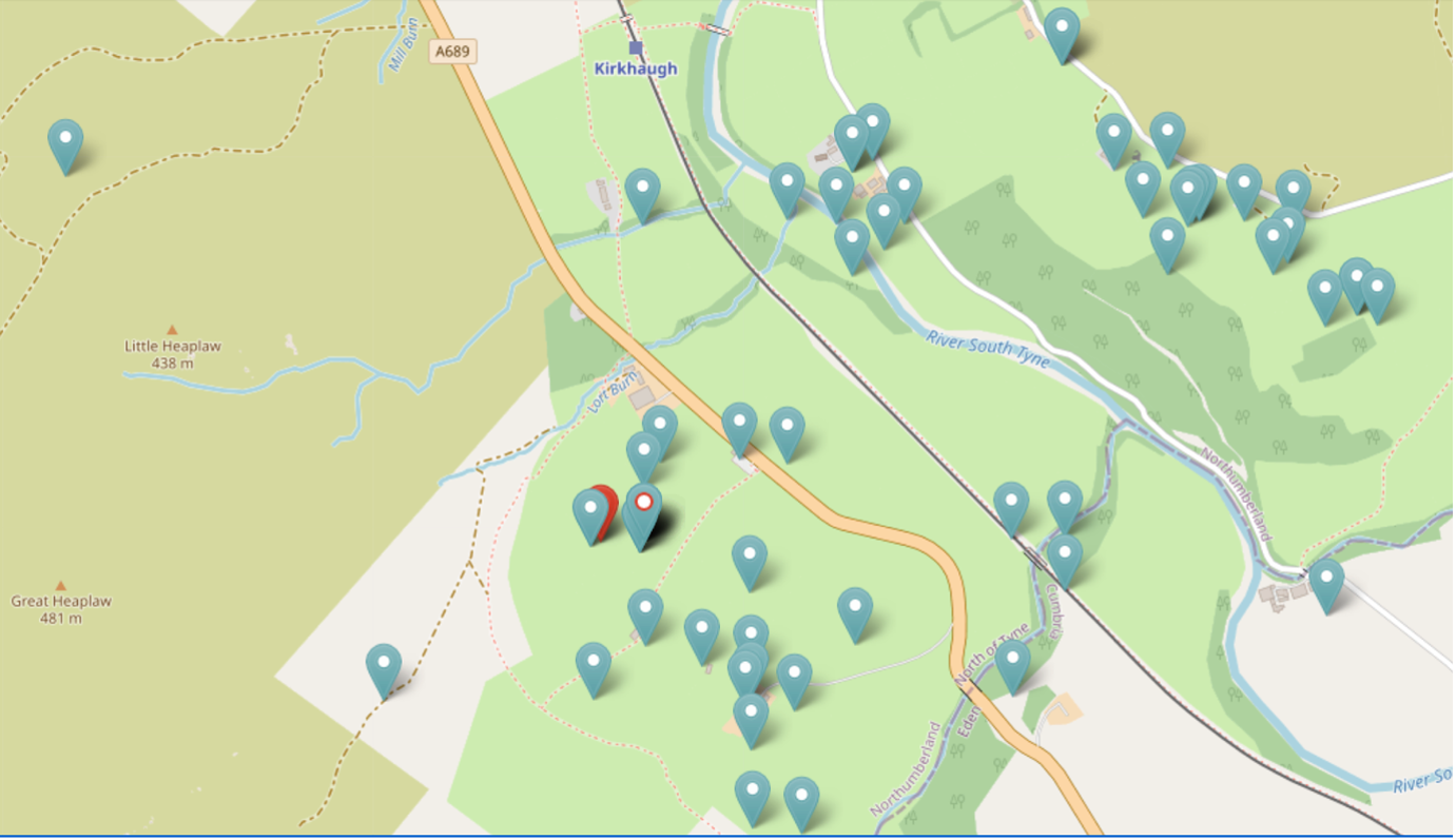 Whitley Castle resources shown on map